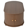 Stylish Oval Coffee Table with 2 Sliding Doors Hidden Compartment Center Table