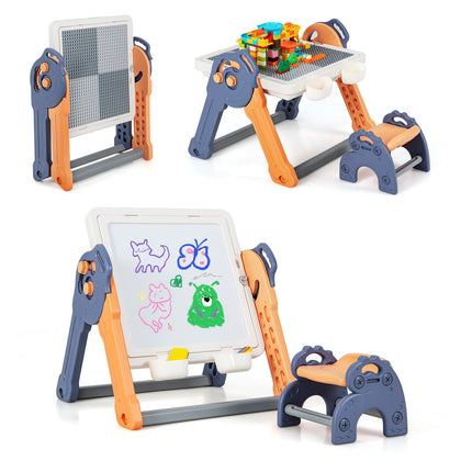 6 in-1 Multi-Activity Kids Play Table & Chair Set Foldable Toddler Art Easel Set
