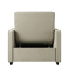 Folding Sofa Bed Fabric Cream Sleeper Pull Out Convertible Arm Chair Adjustable