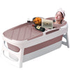 Folding Portable Bathtub Bath Tub Adult Child Warm Spa Sauna Soaking Barrel&Lid