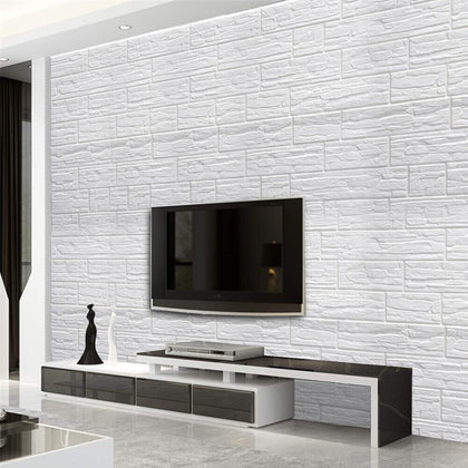 6 Pieces 3D Wall Panel Decorative Wall Tiles Cladding Wallpaper Waterproof Sheet