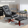 Recliner Chair with Footstool, PU Leather Armchair Leisure Lounge Chair, Black