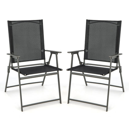 2 Pieces Patio Folding Chairs Outdoor Patio Chairs Portable Dining Chair