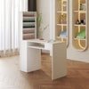 White Manicure Nail Table Wooden Desk Mobile Rolling Workstation Shelves Storage