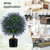 Set of 2 Artificial Lavender Topiary Ball Trees-Purple
