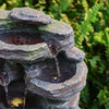 Garden Water Feature Outdoor Solar Power Cascading Water Fountain with LED Light