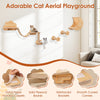 6 Pieces Cat Wall Mounted Shelves w/ Hammock 2-step Cat Tree