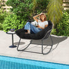 Outdoor Rocking Chair Oversized Patio PE Wicker Egg Chair-Black