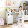 Kids Table and Chair Set Home Student Writing Desk w/ Cabinet-White