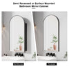 Arched Bathroom Mirror Cabinet Metal Framed Premium Black Wall Mounted Storage