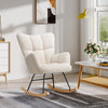 Teddy Fleece Relax Rocking Chair Modern Accent Chair with Wood Legs Living Room