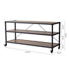4ft Long Console Table Industrial 3 Tier Display Shelf Storage Rack with Wheels