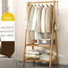 Bamboo Folding Clothes Rail 2 Tiers Hooks Bags Coat Stand Hanger Hallway Bedroom