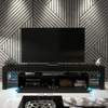 200cm TV Unit I Modern Cabinet TV Stand I Black High Gloss Doors I Free LED