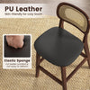 Set of 2 Bar Stools Dining Counter Height Chair Padded Seat With Rattan Backrest