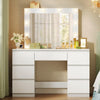 White Dressing Table Wood Makeup Desk with Hollywood LED Mirror 7 Drawer Bedroom
