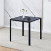 Small Space Dining Set 3Pcs Square Black Glass Dining Table+ 2 Dining Chairs Set