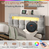 Hydraulic Ottoman Storage Bed 4ft6 Double Upholstered Bed Frame with LED Grey