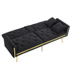 Modern Velvet Sofa Bed 2 Seater Click Clack Sofa Settee Recliner Couch Black