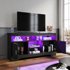 High Gloss 2 Door TV Unit Cabinet 135cm Black TV Stand Sideboard Entertainment