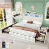 Upholstered Bed Frame 4ft6 Double Bed LED Lights with Storage Drawers, Headboard