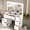 Large White Dressing Table with LED Light Mirror Vanity Make up Desk 7 Drawers