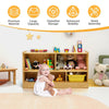Storage Cube Wooden Bookcase 2 Tier Open Display Shelf Storage Cabinet-Beige