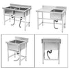Stainless Steel Utility Sink 1/2 Deep Bowl Wash Catering Commercial Kitchen Sink
