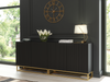 Modern Sideboard I 200cm I Black I Fluted Fronts I Gold Legs I Storage Cabinet