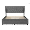 Fabric Upholstered Storage Bed Frame Single Double with Headboard and 4 Drawers