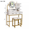 Modern Dressing Table Set with LED Light Mirror Stool Drawers Shelves Bedroom