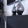 Black TV Unit Cabinet Stand With LED Light & Drawers 130cm High Gloss Doors