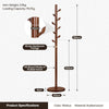 Wooden Coat Rack Freestanding Tree Stand Heavy Duty Coat Hanger Stand w/8 Hooks
