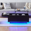 Black LED Coffee Table High Gloss Lift upT Living Room Storage W/ Socket Outlet