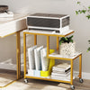 Small Sofa Couch Side Table with Lockable Casters-White
