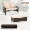 Patio Rattan Daybed 2-Piece Outdoor Wicker Loveseat Sofa Furniture