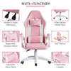 Racing Gaming Office Chair Swivel PU Leather Computer PC Desk Chair Pink White