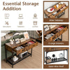2 Tier Industrial Long Console Table Entryway Narrow Sofa Side Table 2 Drawers