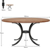 Round Dining Table for 4-6 People, 120cm Farmhouse Kitchen Table Rustic Brown