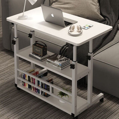 1/2/3 Tier Mobile Table Sofa Mobility Aid Over Bedr Side Nightstand w/ Casters