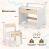 Kids Table and Chair Set w/ Storage and Paper Roll Holder-White