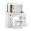 White Dressing Table LED Mirror 7 Drawers Stool Vanity Makeup Desk Set Bedroom