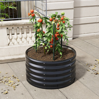 80cm Outdoor Garden Round Metal Raised Vegetable Planter Flower Trough Grow Bed
