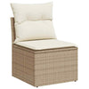Garden Sofa Set 11 Piece with Cushions Table Shelf Outdoor Beige Poly Rattan