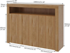 Sideboard Cabinet Oak LED Lights 130cm Storage Cupboard Kitchen Furniture Brown
