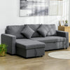 3 Seater Corner Sofa Bed w/ Storage Reversible Chaise for Living Room Dark Grey