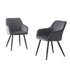 2 X Grey Velvet Dining Chairs Metal Legs Armchair Office Chairs Lounge Kitchen