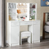 Vanity Makeup Desk Dressing Table Set with 10 LED Lights Mirror Stool 3 Drawers