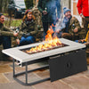 16 KW Propane Fire Pit Table Rectangular Outdoor Gas Fire Pit Stainless Steel