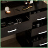 Vanity Makeup Dressing Table Desk W/ LED Light Mirror Drawer-Sliver Handle Black